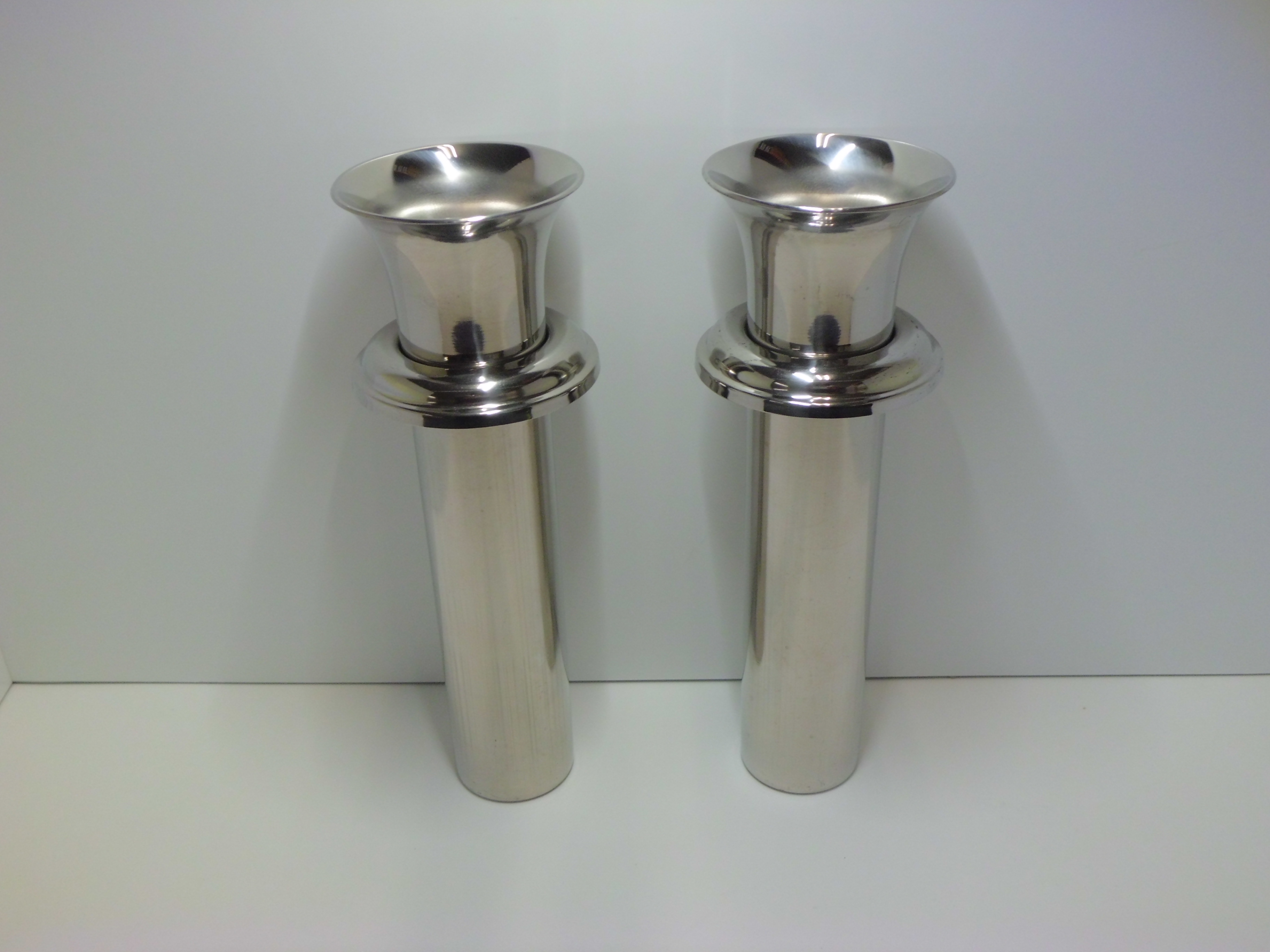 お墓用花立 ステンレス製 ツバ付 筒径:44mm ツバ下:165mm 特大サイズ [W-44特大]